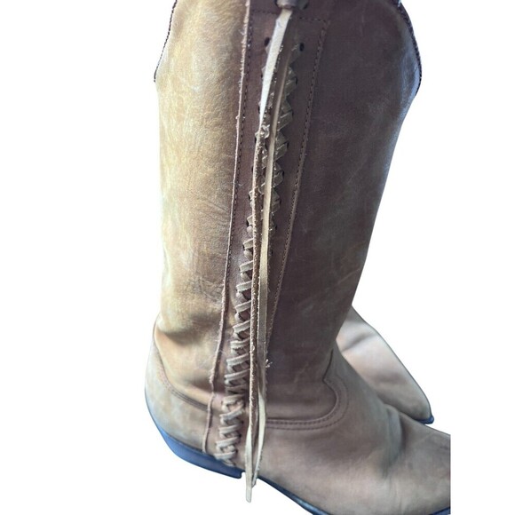 Guess by Georges Marciano Womens Mid Calf Suede Boots Brown Size 7.5 Y2K Western - Picture 7 of 10